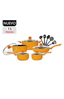 Juego de ollas Finezza Antiadherente Naranja